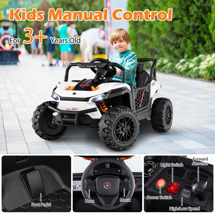Costway 12v Kids Ride Sur Camion Avec Telecommande Parentale 3 Vitesses Et Fonction Avant Inverse Blanc