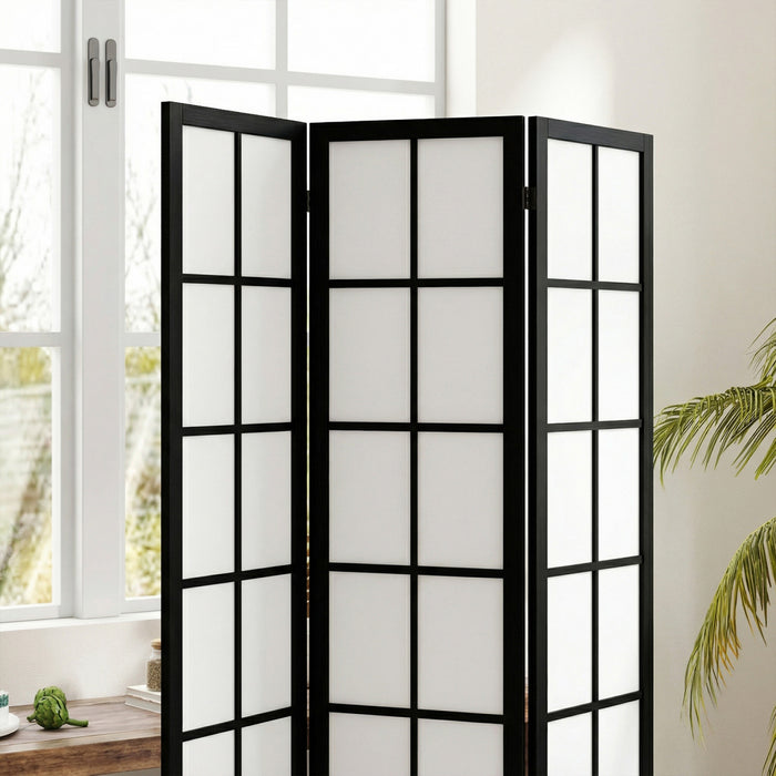 HOMCOM Paravent a 3 Panneaux, Ecran de Separation Pliable de 5.6 pi, Noir