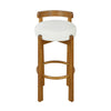 Elise Modern Round Seat Rubberwood Bar Stool Set of 2 with Curved Back Support and Sherpa Upholstery,White | Elise – Lot de 2 tabourets de bar modernes a assise ronde en bois d’hevea avec dossier incurve de soutien et revetement en sherpa, couleur blanche
