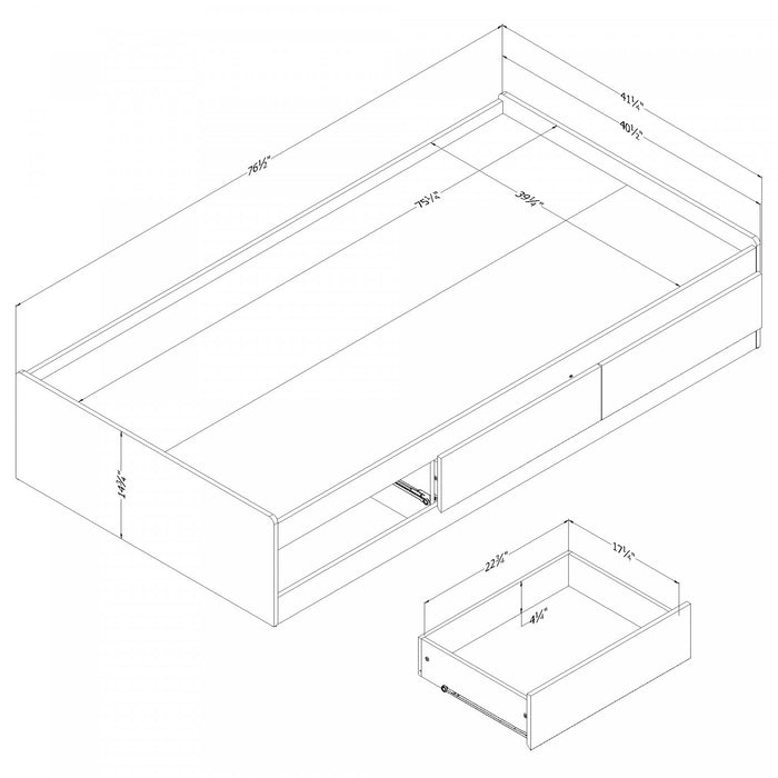 Noah Lit matelot 3 tiroirs Chêne blanchi, de Meubles South Shore