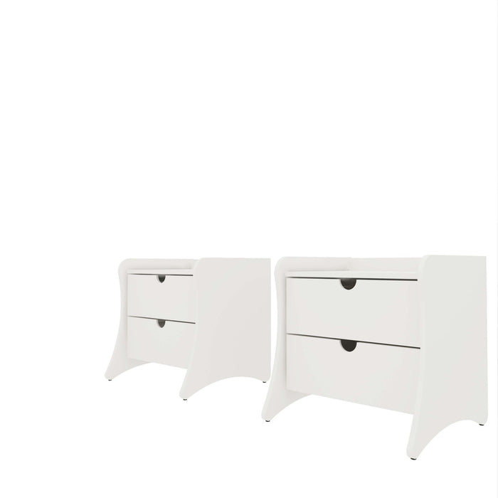 Table de nuit Coney style mid-century moderne 20\" en blanc (2 tiroirs) - Lot de 2