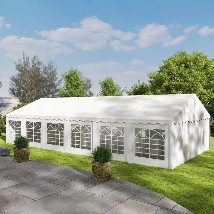 Outsunny Grande Tente De Reception 20' X 40' Avec Fenetre Amovibles, Blanc