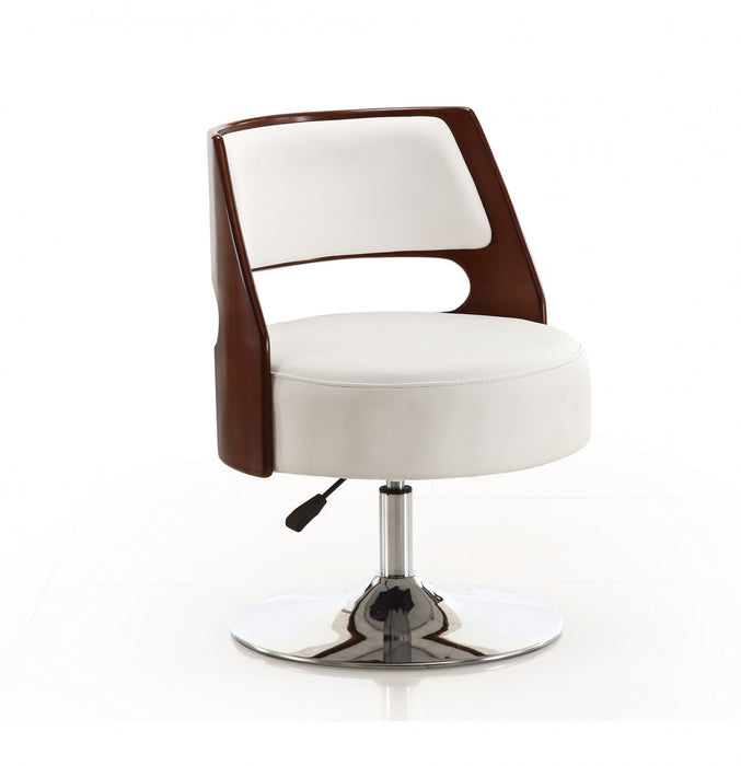 Fauteuil pivotant moderne de salon en cuir vegetalien blanc - Lot de 2