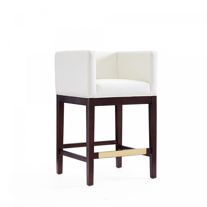 Tabouret de comptoir en bois rembourre ivoire style Mid-Century Modern Kingsley - Lot de 3