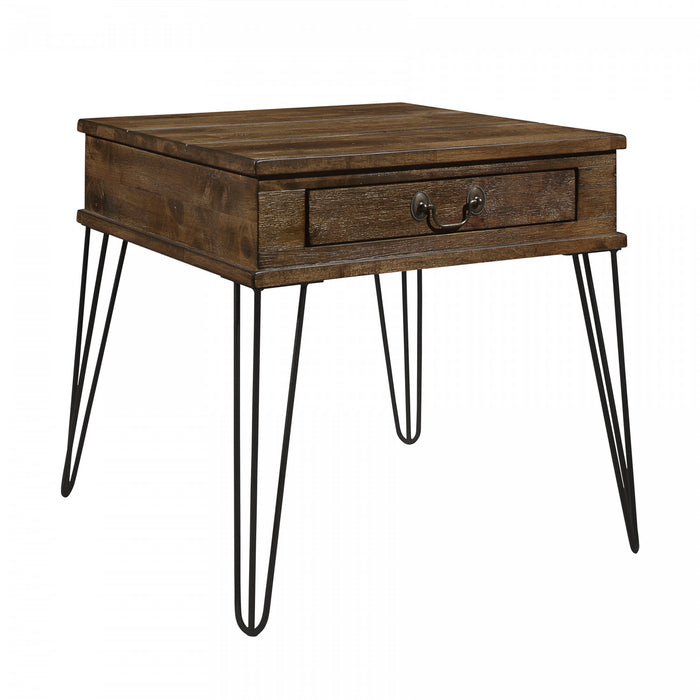 Table de Bout Hughey Avec 1 Tiroir, Chêne Rustique