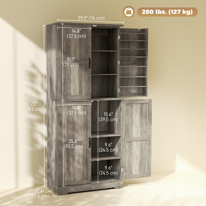 HOMCOM Buffet style ferme, meuble de rangement de cuisine, gris