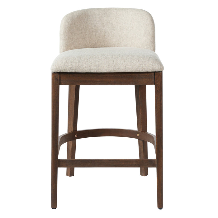 Calista – Lot de 2 tabourets de comptoir en bois d’hevea, finition noyer