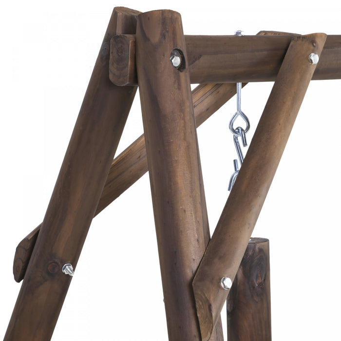 Outsunny 6.5' Causeuse Exterieure 2 Personne Porche En Bois Swing Carbonise