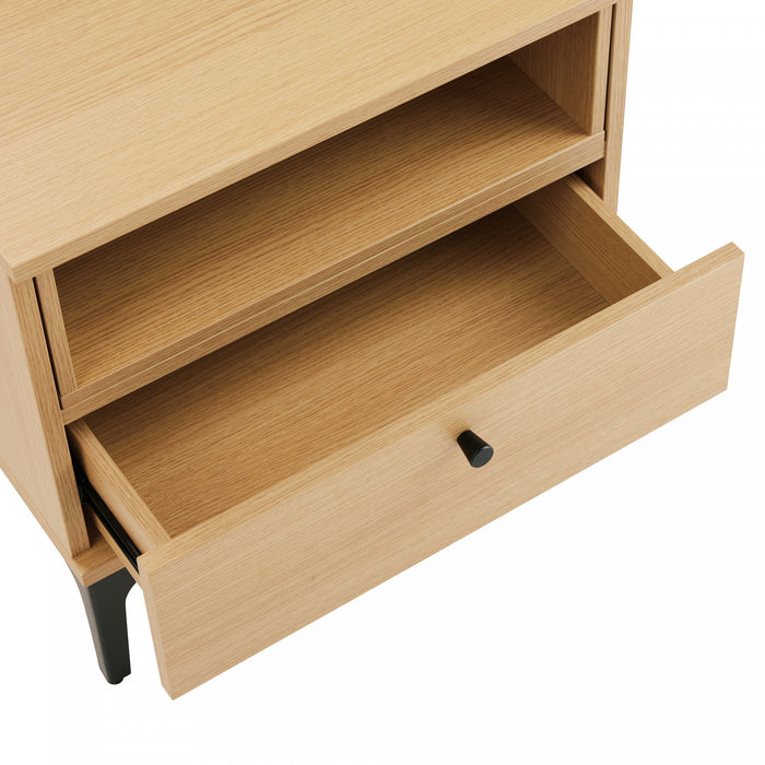 Table de nuit moderne Amara 20\" en chene clair (1 tiroir) - Lot de 2