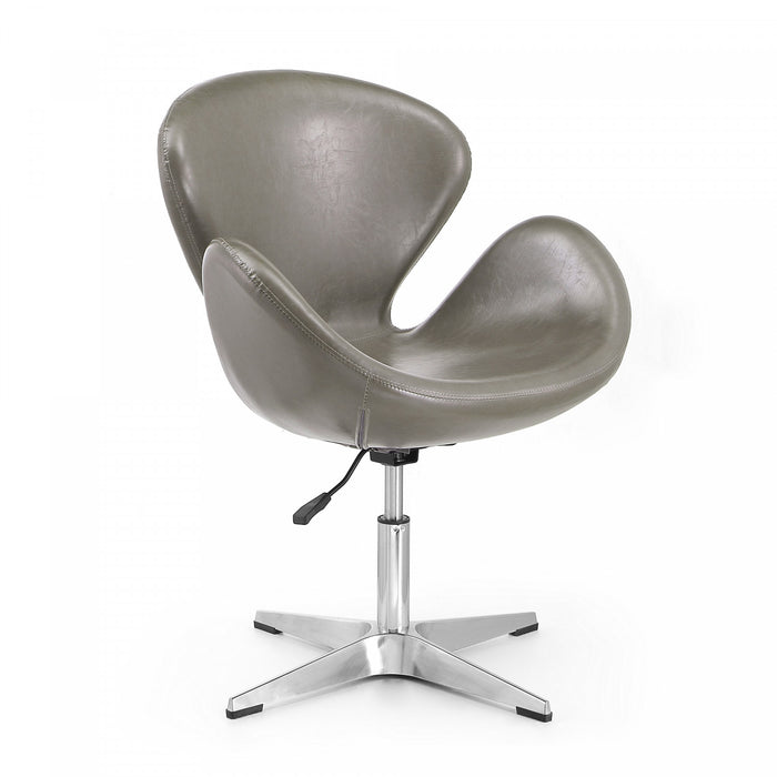 Fauteuil lounge pivotant moderne Raspberry en tissu gris galet - Lot de 2
