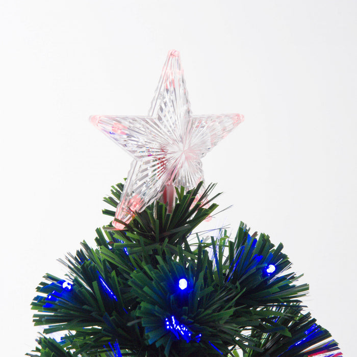 Homcom Arbre De Noel Artificiel A Fibre Optique Pre-illumine De 4 Pieds Avec 130 Branches Et Lumieres Led