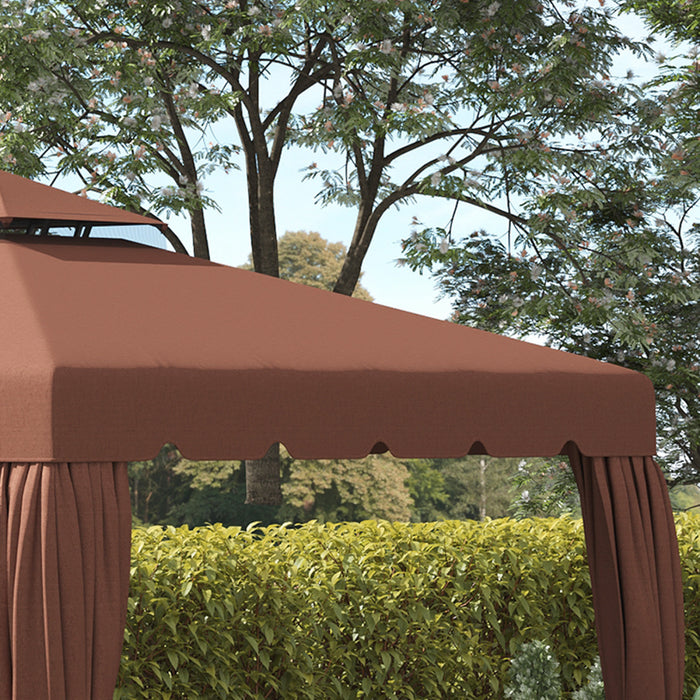 Outsunny Auvent De Rechange Pour Tonnelle 9.8' X 9.8', Couverture Superieure De Tonnelle Avec Toit Double Ventile Pour Terrasse De Jardin Exterieur (toit Uniquement), Cafe