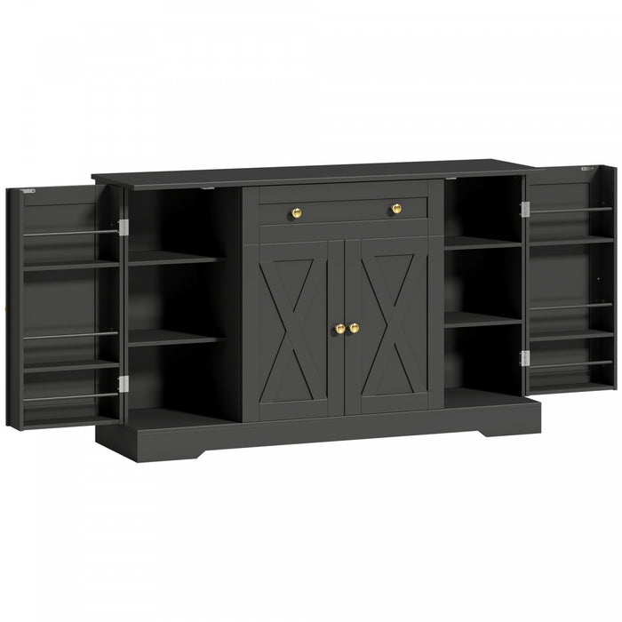 HOMCOM Buffet 54\", meuble de cuisine de style campagnard, noir