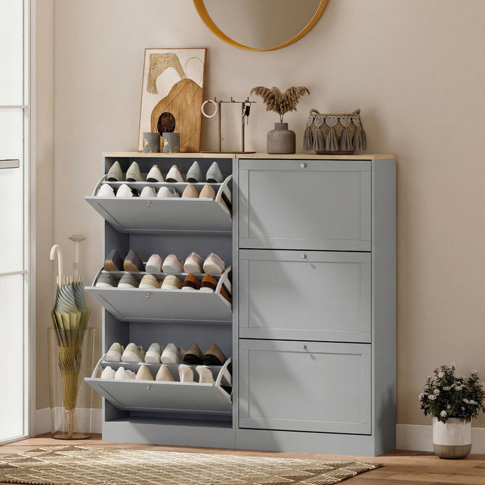 HOMCOM Armoire a chaussures moderne pour 18 paires de chaussures, gris