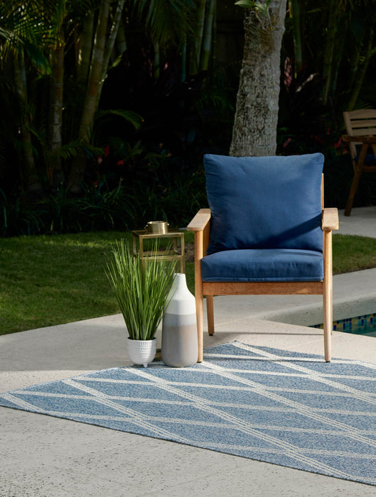 Tapis Transitionnel Cypress 5'3\" x 7'0\" en Bleu