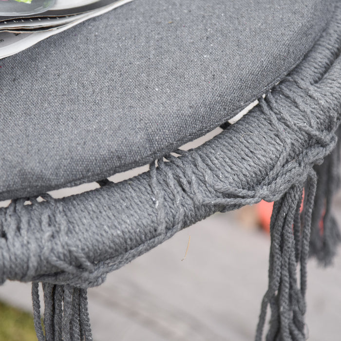 Outsunny Hamac De Terrasse En Corde Suspendue, Gris Fonce