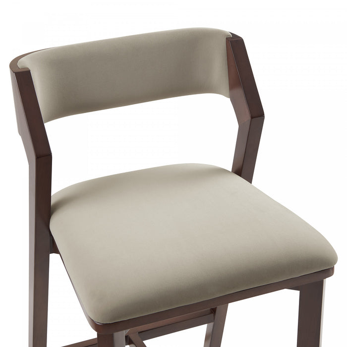 Tabouret de comptoir moderne en bois Patricia avec revetement en lin - Lot de 2
