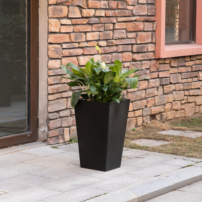 Outsunny Lot De 3 Pots De Fleurs Hauts Pour Porte D'entree, Entree, Patio Et Terrasse, Noir