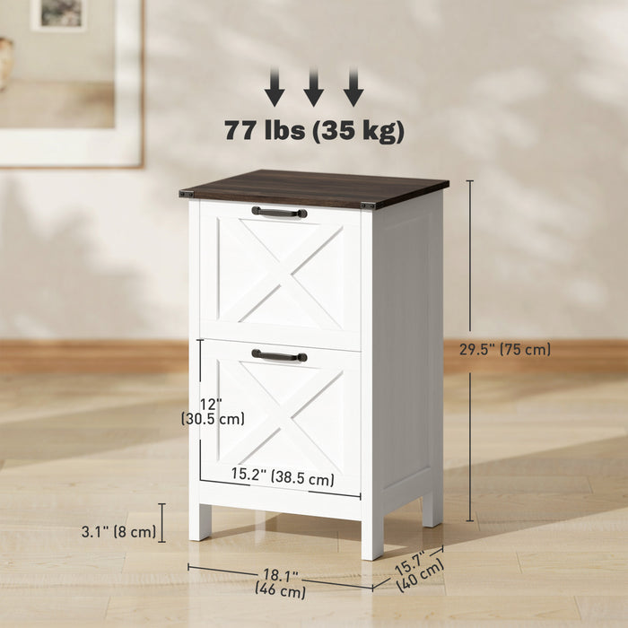 HOMCOM Classeur avec 2 tiroirs, Classeur pour A4 Lettre, Blanc