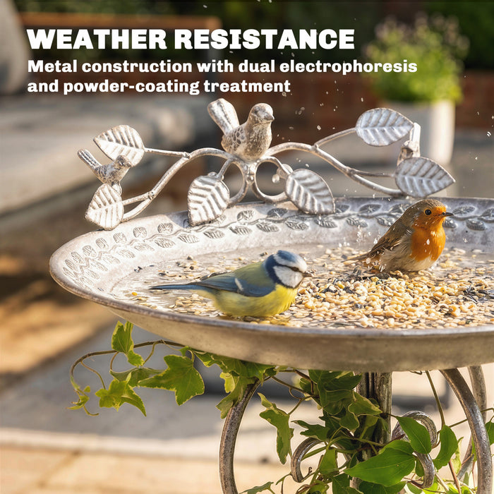 Outsunny Bain d'Oiseaux avec Statues d'Oiseaux, Bain d'Oiseaux Vintage pour Jardin, Brun