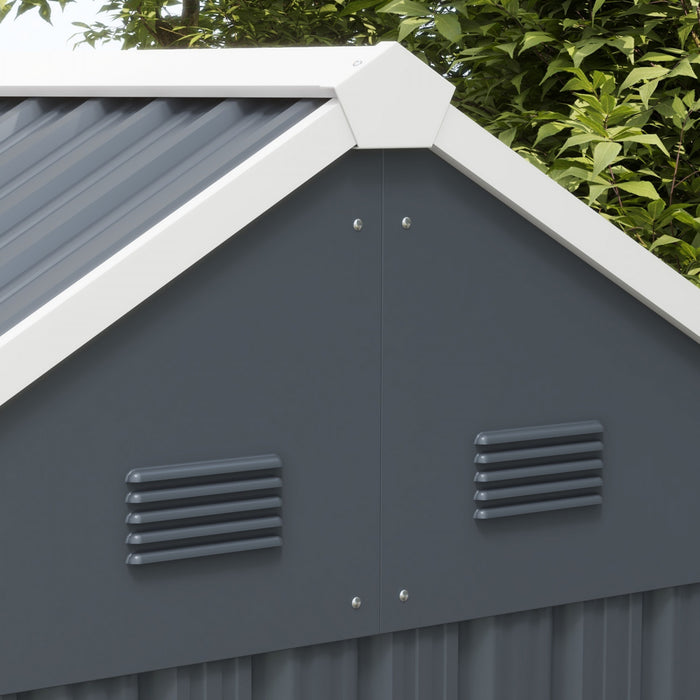 Outsunny Abri De Jardin En Metal 7' X 5,5', Porte Verrouillable. Gris Fonce