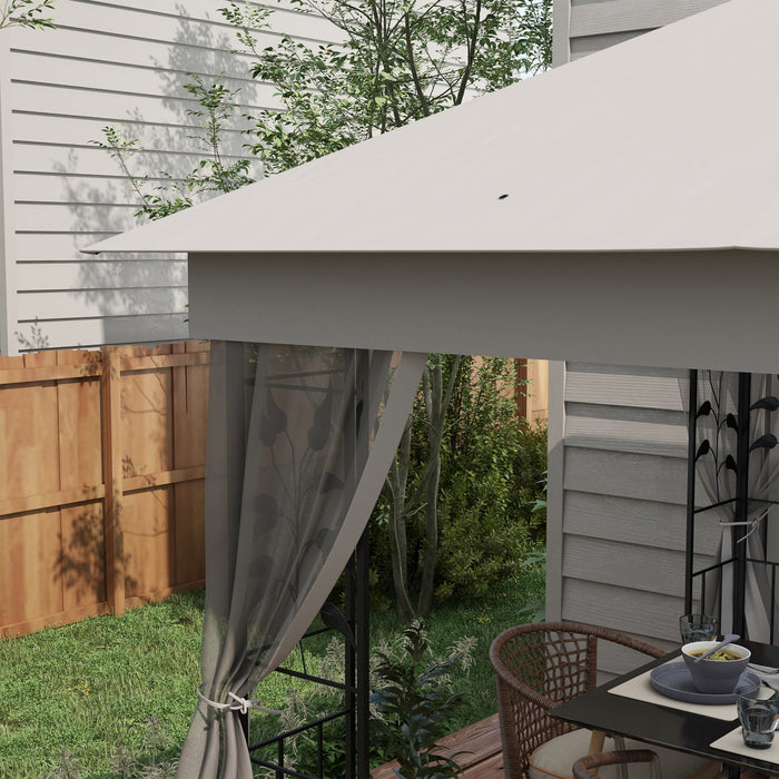Outsunny Gazebo De Terrasse 10'x10', Auvent De Gazebo Exterieur, Gris Clair