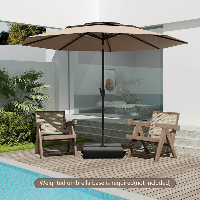 Costway Parasol de patio ventile a 3 niveaux de 10 pieds, grand parasol de table de marche, ombre solaire exterieure marron