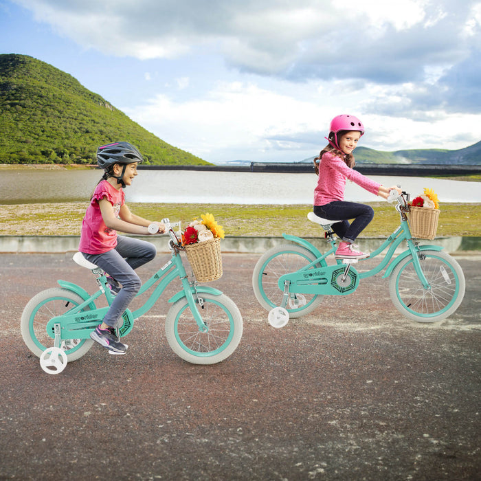 Prorider 14\" Velo Enfant Avec Roues D'entrainement Reglable Guidon Siege Frein A Main Vert