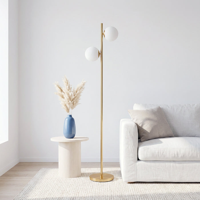 Liam Lampadaire moderne a 2 lumieres, Or, 66 po H