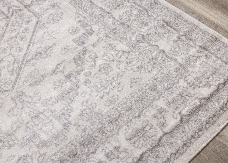Tapis Fallon blanc gris elegant delave traditionnel, 5'3\" x 7'7\"