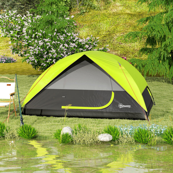 Outsunny Tente De Camping Pour 3 A 4 Personnes, Tente Dome Etanche