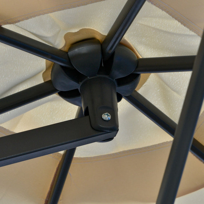 Outsunny Parasol Deporte De 10 Pi En Porte-a-faux Avec Base, Creme