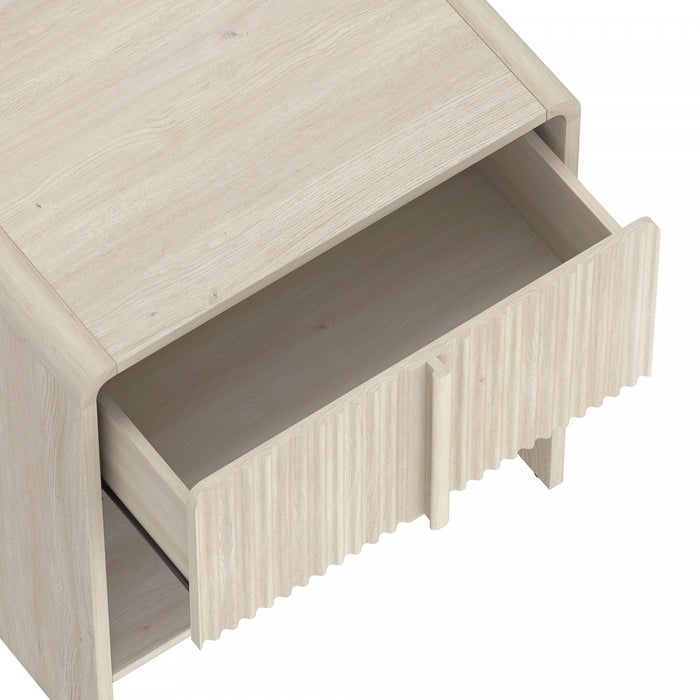 Table de nuit contemporaine Novara 56 cm en chene blanchi (1 tiroir)