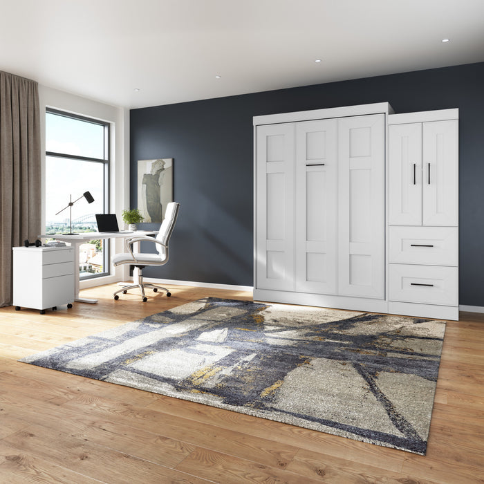 Lit double escamotable Edge de Bestar avec garde-robe (85 po [L]) - blanc