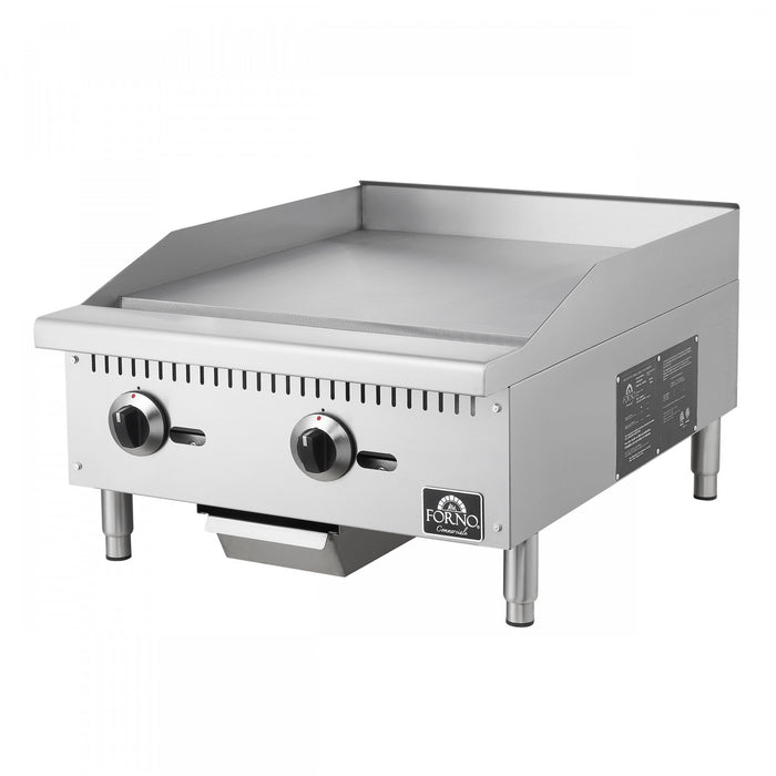 Plaque de cuisson a gaz Commerciale de 24 pouces, 2 bruleurs, 60 000 BTU, acier inoxydable – FCMGG0055-24