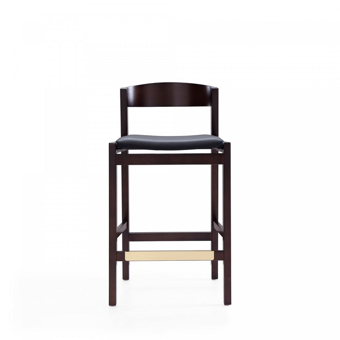 Tabouret de comptoir en bois rembourre style Klismos mi-siecle moderne noir - Lot de 3