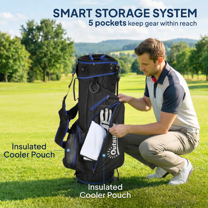Sac de golf ultra-leger Outsunny, sac de golf tout temps pour hommes, bleu