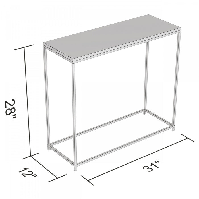 Console moderne de 31 po - blanche avec métal argenté