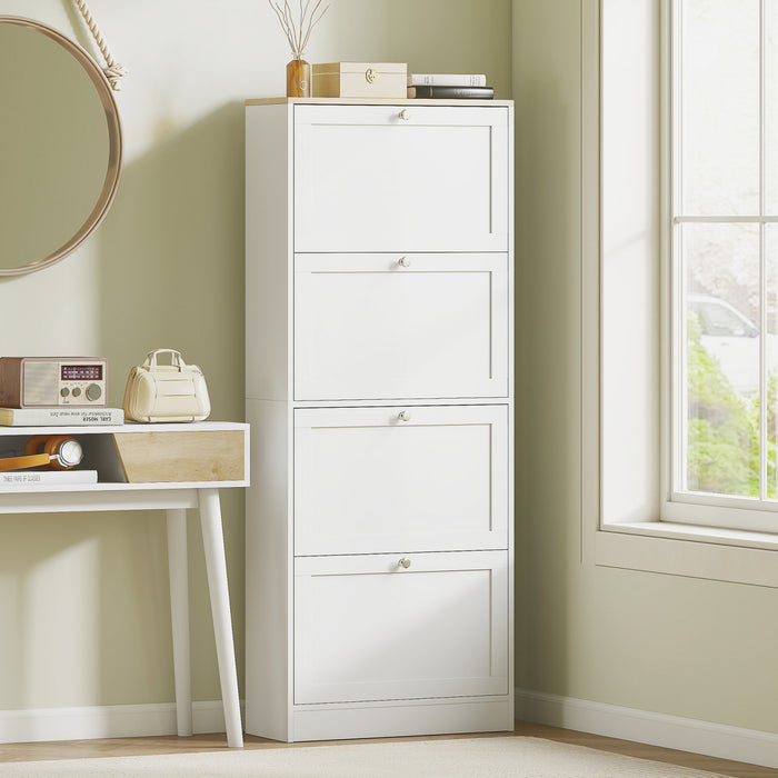 HOMCOM Armoire a chaussures moderne pour 25 paires de chaussures, Blanc