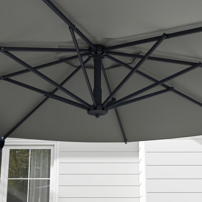 Outsunny Parasol De Patio En Porte-a-faux De 10 Pi, Avec Manivelle, Gris