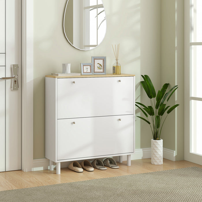 HOMCOM Armoire de rangement a chaussures avec etageres reglables, blanc