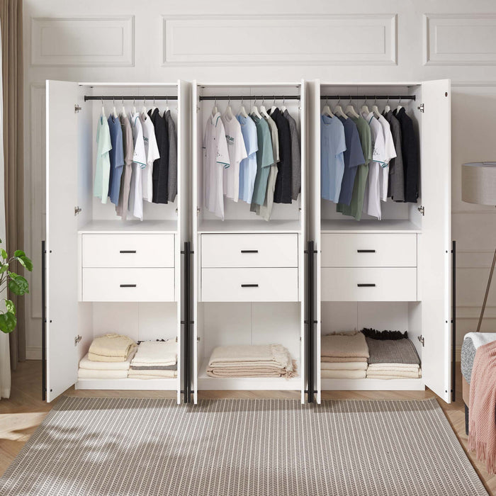 Armoire moderne Lee 32\" en blanc - Ensemble de 3