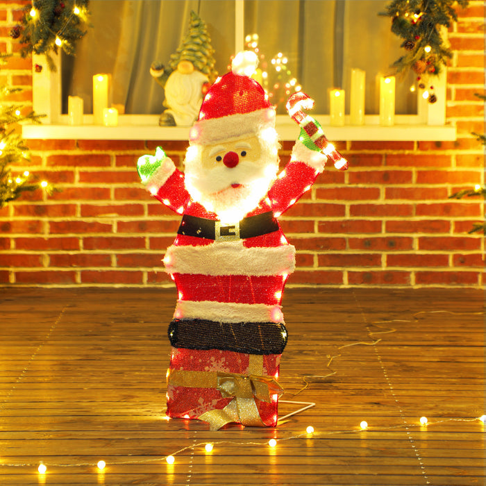 Outsunny Pere Noel Lumineux de 3\" Decoration de Noel Interieur et Exterieur
