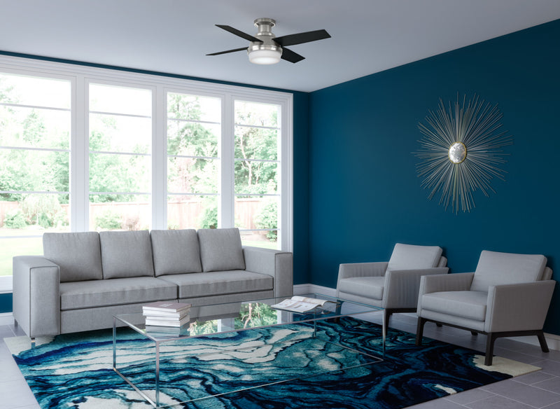 Ventilateur de plafond Dempsey à profil bas avec luminaire - Gris