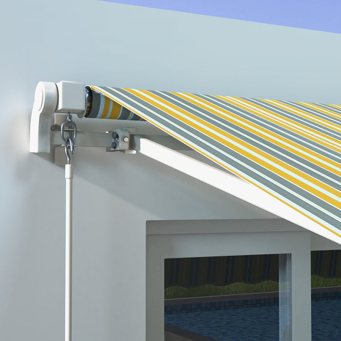 Outsunny Auvent Retractable 10' X 6.5' Avec Lumieres Led, Uv40+, Jaune/gris