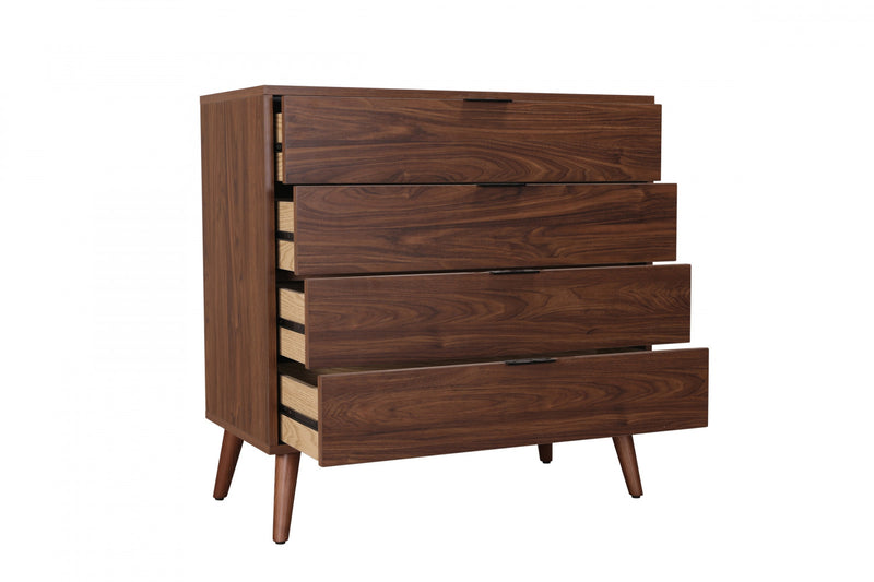Commode Flashby Avec 4 Tiroirs - Faux Noyer