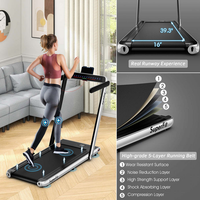 Tapis De Course Pliable 2 En 1superfit – Moteur 2,25 Cv – Double Ecran – Haut-parleur Bluetooth