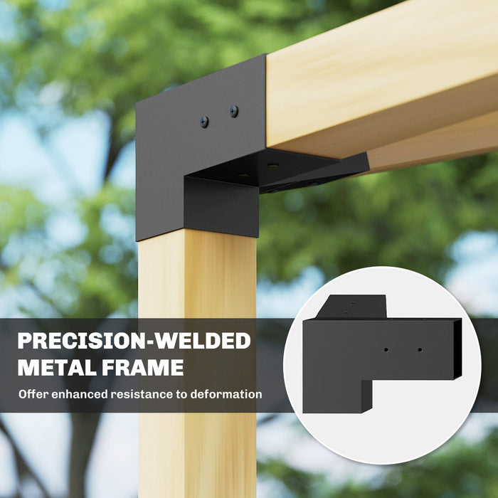 Supports de Pergola Outsunny, Kit de Pergola pour Toit Incline a 15°, Noir