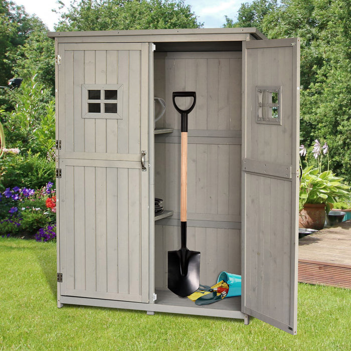 Outsunny 4'x1.5' Armoire A Outils En Bois Pour Abri De Jardin Fenetres
