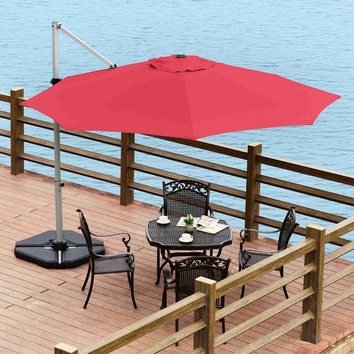Costway Parasol deporte pour patio de 11 pieds, rotation a 360 degres, inclinaison en aluminium, rouge